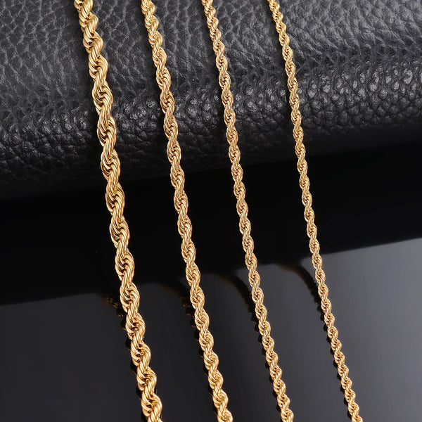 The Gold Rope Chain (Width 2mm/2.5mm/3mm/4mm/5mm/6mm )