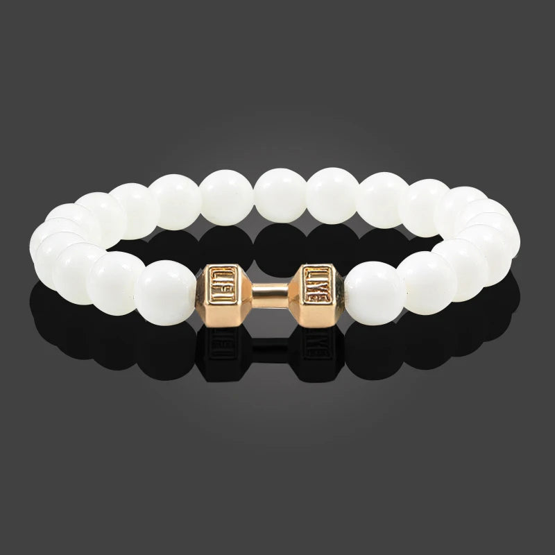 Barbell Charm Stone Bracelet