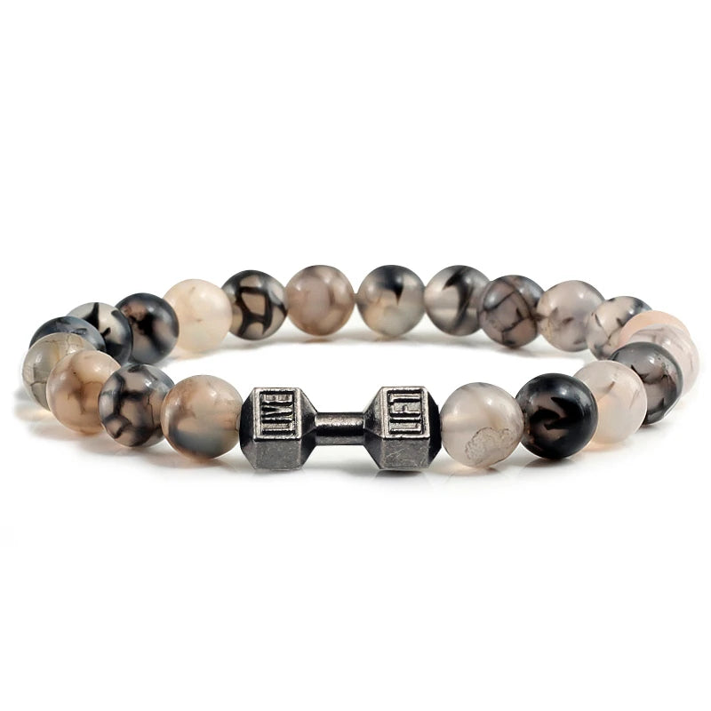 Barbell Charm Stone Bracelet