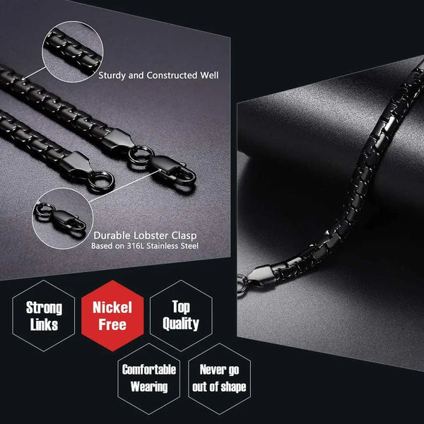 Flat Box Chain Stainless Steel Necklace