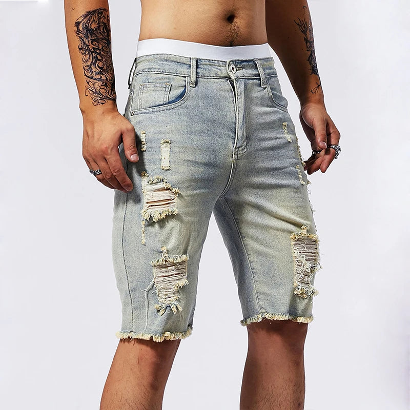 Ripped Denim Shorts