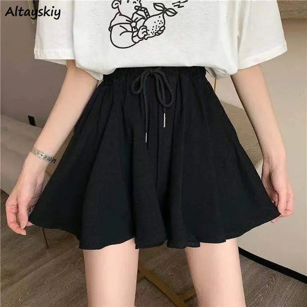 Black Loose Drawstring Shorts