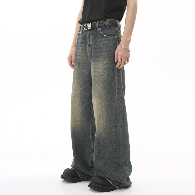 Men's Vintage Washed Wide Leg Jeans