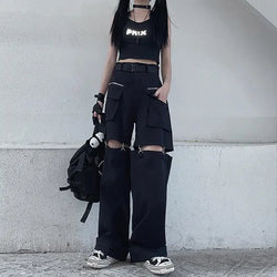 Oversize Hollow Out Wide Leg Pants