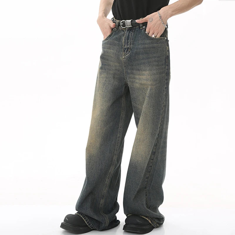 Men's Vintage Washed Wide Leg Jeans