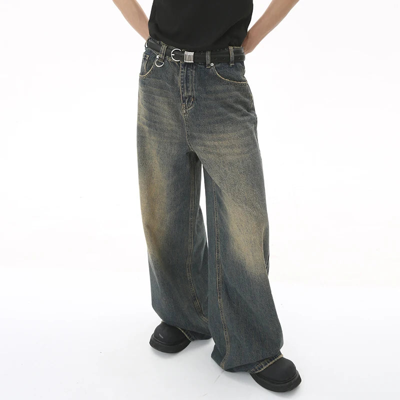 Men's Vintage Washed Wide Leg Jeans