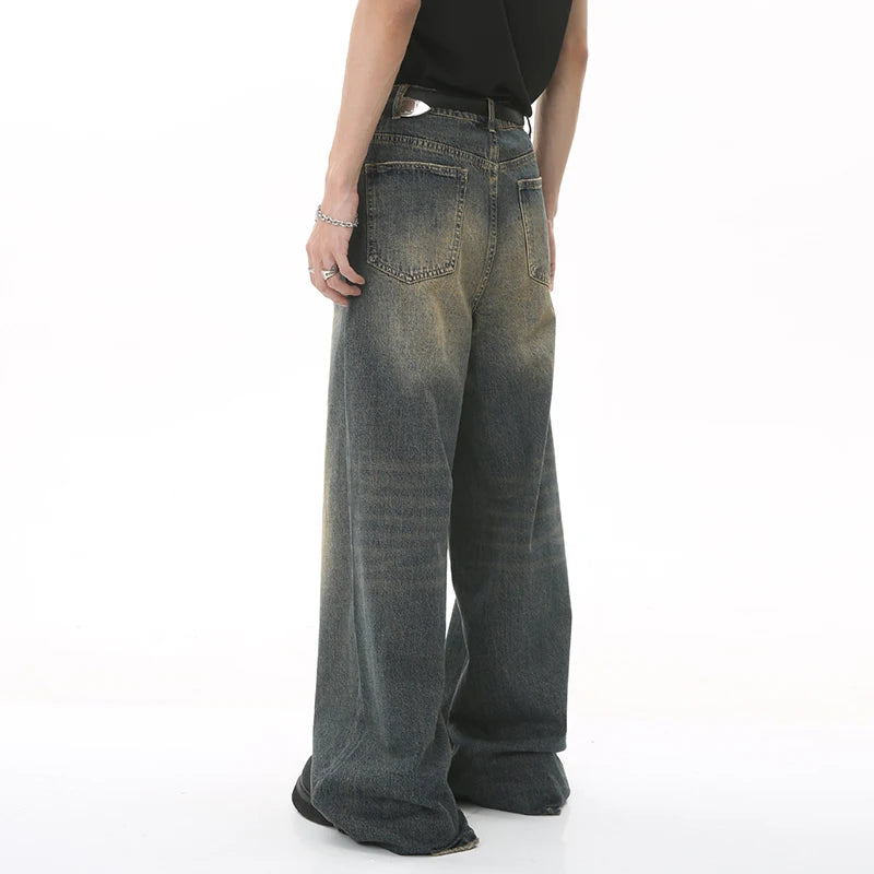 Men's Vintage Washed Wide Leg Jeans